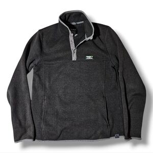 LL Bean Pullover Mens M Tall Dark Gray Sweater 1/4 Snap Slightly Fitted Mockneck